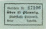 Kleingeld 1914-1922 50 Pf. Tarnowitz , Notgeld 50 Pfennig Schein unc-kfr. Ti.7285.25.30 Schlesien o.D. Verk -
