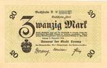 Großnotgeld 1918 DE 20 Mk. Lennep , Banknote 20 Mark Schein unc-kfr. Geiger 315.08.a , Rheinland 1918 Gross -