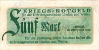 Großnotgeld 1918 DE 5 Mk. Lindau , Banknote 5 Mark Schein gbr. Geiger 322.01 , Bayern 1918 Grossnotgeld -