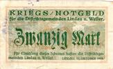Großnotgeld 1918 DE 20 Mk. Lindau , Banknote 20 Mark Schein gbr. Geiger 322.02 , Bayern 1918 Grossnotgeld -