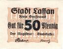 Kleingeld 1914-1922 50 Pf. Lassan , Notgeld 50 Pfennig Schein unc-kfr. Ti.3890.10.12 , Pommern o.D. Verkehr -