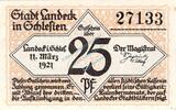 Kleingeld 1914-1922 25 Pf. Landeck , Notgeld 25 Pfennig Schein unc-kfr. Ti.3825.10.20 , Schlesien 1921 Verk -