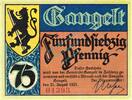 Serienscheine DE 75 Pf. Nr.1 Gangelt , Notgeld 75 Pfennig Schein Nr.1 unc-kfr. M-G 406.1 , Westfalen 1921 -