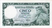 Spanien - Spain  Banknote Spanien , 5 Pesetas Schein 1954 -King Alfonso X- unc-kfr WPM.146 1 to 1-