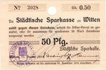 Notgeld 1914/15 50 Pf. Witten , Notgeld 50 Pfennig Schein unc-kfr.E Diessner 435.6.a , Westfalen 1914 -