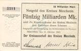 Inflation 1923 DE 50 Mia. Mk. Meschede , Banknote 50 Milliarden Mark Schein unc-kfr. Keller 3529.a , Westfalen -