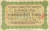 Inflation 1922/23 DE 100 Mk. Glogau , Banknote 100 Mark Schein in gbr.E Müller1735.1 , Schlesien 1922 Inf. -