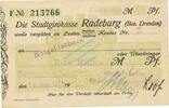 Inflation 1923 DE 1 Mio. Mk. Radeburg , Banknote 1 Million Mark Scheck unc-kfr. Keller 4414.h , Sachsen 1923 -