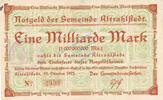Inflation 1923 DE 1 Mia. Mk. Altrahlstedt , Banknote 1 Milliarde Mark Schein gbr. Keller 84.e Schleswig 1923 -