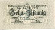 Kleingeld 1914-1922 10 Pf. Emmendingen , Notgeld 10 Pfennig Schein unc-kfr. Ti.1705.05.26 , Baden 1917 Verk -