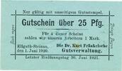 Kleingeld 1914-1922 25 Pf. Ellguth-Steinau , Notgeld 25 Pfennig Schein unc-kfr. Ti.1665.05.25 , Schlesien -