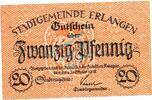 Kleingeld 1914-1922 DE 20 Pf. Erlangen , Notgeld 20 Pfennig Schein unc-kfr. Ti.1770.15.41 , Bayern 1918 Verkeh -