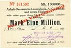 Inflation 1923 DE 1 Mio. Mk. Rosslau , Banknote 1 Million Mark Scheck unc-kfr. Keller 4634.e , 1923 - 592 -