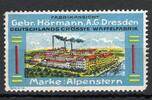 Dresden 1 x Reklamemarke Reklamemarke Dresden -Gebr. Hörmann, Alpenstern Waffeln- unc-kfr. -0167- -