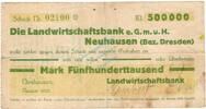 Inflation 1923 DE 500.000 Mk. 1923 Neuhausen , Banknote 500.000 Mark Sch... 49,90 EUR  Excl. 200,00 EUR Verzending