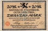 Gro&szlig;notgeld 1918 DE 20 Mk. 1918 N&uuml;rnberg , Banknote 20 Mark Schein gbr-.... 29,90 EUR  Excl. 200,00 EUR Verzending