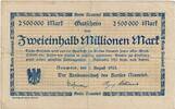 Inflation 1923 DE 2,5 Mio. Mk. 1923 Neuwied , Banknote 2,5 Millionen Mar... 14,90 EUR  Excl. 200,00 EUR Verzending
