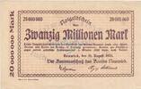 Inflation 1923 DE 20 Mio. Mk. 1923 Neuwied , Banknote 20 Millionen Mark ... 24,90 EUR  Excl. 200,00 EUR Verzending