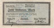 Inflation 1923 DE 2 Mio. Mk. 1923 Uedem-Keppeln , 2 Millionen Mark Schei... 84,95 EUR  Excl. 200,00 EUR Verzending