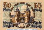 Kleingeld 1914-1922 50 Pf. Notgeld der Stadt Amberg , 50 Pfennig Schein in kfr. Tieste 0105.25.01 -