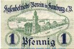 Kleingeld 1914-1922 DE 1 Pf. Notgeld Hafenbetriebsverein Hamburg 2765.145.01 , 1 Pfennig Schein in gbr. -