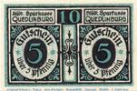 Serienscheine DE 10 Pf. Notgeld der Sparkasse Quedlinburg 1088.1 , 10 Pfennig Doppelschein in kfr. 1921 -