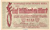 Großnotgeld Inflation 5 Milliarden Mark Banknote Stadt Kiel , 5 Milliarden Mark o. Kn. in kfr. Keller 2614.m von 1923 -