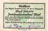 Großnotgeld Inflation 200.000 Mark Schein Banknote Konsumverein Kiel , 200.000 Mark Schein in gbr. Keller 2616.a von 1923 -