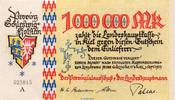 Großnotgeld Inflation 1 Million Mark Banknote Provinzialausschuss Kiel , 1 Million Mark Schein in kfr. Keller 4977.a -