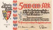 Inflation De. 5 Mio. Mk. Banknote Provinzialausschuss Kiel, 5 Millionen Mark Schein in kfr. Keller 4977.a -