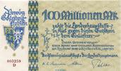 Großnotgeld Inflation 100 Millionen Mark Banknote Provinzialausschuss Kiel, 100 Millionen Mark Schein in kfr. Keller 4977 -