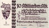 Großnotgeld Inflation 10 Milliarden Mark Banknote Provinzialausschuss Kiel, 10 Milliarden Mark Schein in kfr. Keller 4977 -