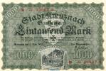 Großnotgeld Inflation 1.000 Mark Schein Banknote der Stadt Kreuznach , 1.000 Mark Schein in kfr. Müller 2495.1.e 1922 -