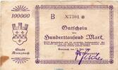 Inflation DE 100.000 Mk. Kreuznach , Notgeld 100.000 Mark Schein in gbr. Keller 2812... Rheinland 1923 -