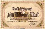 Großnotgeld Inflation DE 10 Mio. Mk. Banknote Stadt Kreuznach , 10 Millionen Mark Schein in L-gbr. Keller 2812.d 1923 -