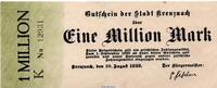Großnotgeld Inflation DE 1 Mio. Mk. Banknote Stadt Kreuznach, 1 Million Mark Schein in L-gbr. Keller 2812.f von 1923 -
