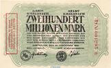 Großnotgeld Inflation DE 200 Mio. Mk. Banknote Kreis & Stadt Kreuznach , 200 Millionen Mark Zonenstempel in kfr. 2813 -