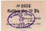 Notgeld Deutschland 20 Pfennig Schein Notgeld Wentorfer Mühle Bergedorf , 20 Pfennig Schein in kfr. von 1919 , Hamburg -