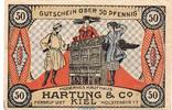 Seriennotgeld Deutschland 50 Pfennig Schein Notgeld Kaufhaus Hartung Kiel 695.1 , 50 Pfennig Schein in gbr. von 1919 -