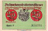 Seriennotgeld Deutschland 25 Pfennig Schein , Konto F Notgeld Sparkasse Weener a.d. Ems , 25 Pfennig Schein Konto F in kfr. o.D. -