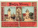 Seriennotgeld Deutschland 50 Pfennig Nr 1 , dünn Notgeld der Stadt Aken 8.2.a , 50 Pfennig Schein Nr 1 dünn in kfr. von 1921 -