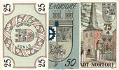 Seriennotgeld Deutschland 3 x Notgeld Nortorf Fehldrucke kompl. 3 x Notgeld der Stadt Nortorf 989.2.a , Set mit 3 Scheinen in kfr. 1920 -