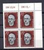 DDR 4 x 20 + 10 Pfennig Mi.638 DDR , 4er Blockrand o.r. Rudolf Renner , 20 + 10 Pfennig 1958 -
