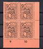 DDR 4 x 20 + 10 Pfennig Mi.681 DDR , 4er Bogenrand u.r. 5 Jahre Jugendweihe , 4 x 20 Pfennig 1959 -