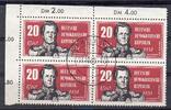 DDR 4 x 20 Pfennig , ETS Mi.793 DDR , 4er Block Rand o.G. -Gneisenau- mit Ersttagsstempel , 20 Pf 1960 -