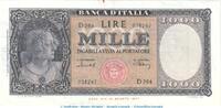 1.000 Lire Schein 1948-61 Banknote Italien , 1.000 Lire Schein B in kfr. P.88.b , 11.02.1949 , Bank of I. unc , 1- , rost spot