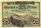 Kleingeld 1914-1922 25 Pf. Notgeld Berneck , 25 Pfennig Schein , Groß- und Kleinbuchst. Tieste 0540.05.56 , von 1921 , Bayern Verkehrsausgabe -