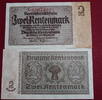 Weimarer Republik 2 Mk. Ros. 167 b, Banknote über 2 Mark Rentenmark vom 30.01.1937, 8 stellige KN, Wz - Kreuzball , in fast kassenfrischer Erhaltung , 1 -