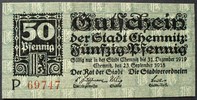 Sachsen - Chemnitz 50 Pfennig Gutschein der Stadt Chemnitz, gültig bis 31.12.1919 -
