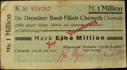 Sachsen - Chemnitz 1 Mio. Mark Allgemeine Deutsche Credit-Anstalt auf Dresdner Bank -